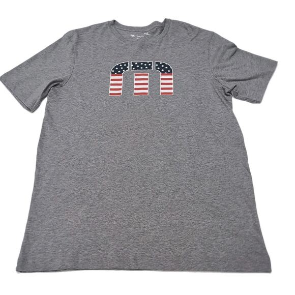 Travis Mathew Star Bright T-Shirt Mens M Heather Gray Pima Cotton Flag NEW NWT - Picture 3 of 11